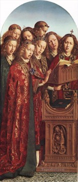 two boys singing Painting - The Ghent Altarpiece Singing Angels Renaissance Jan van Eyck